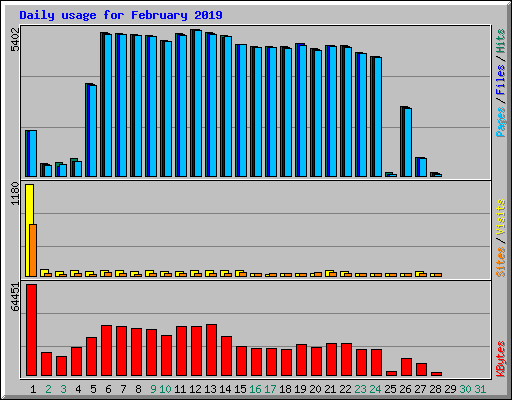 Daily usage for February 2019