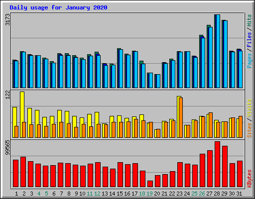 Daily usage for January 2020