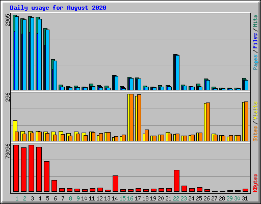 Daily usage for August 2020