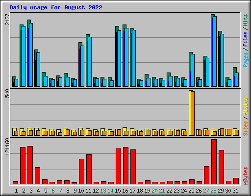 Daily usage for August 2022
