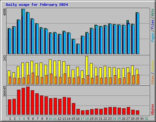 Daily usage for February 2024