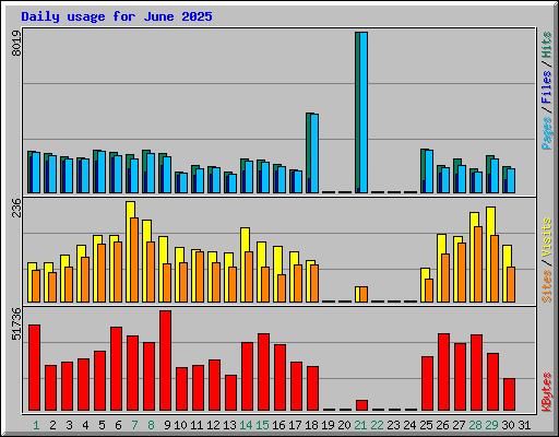 Daily usage for June 2025
