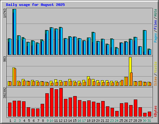 Daily usage for August 2025