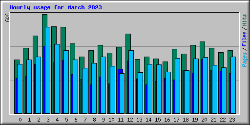 Hourly usage for March 2023